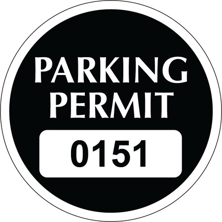Lustre-Cal Vinyl Permanent Parking Permit Black 2in x 2in  Circle Serialized 151-200, 50PK 253757PvWh1KDi0151